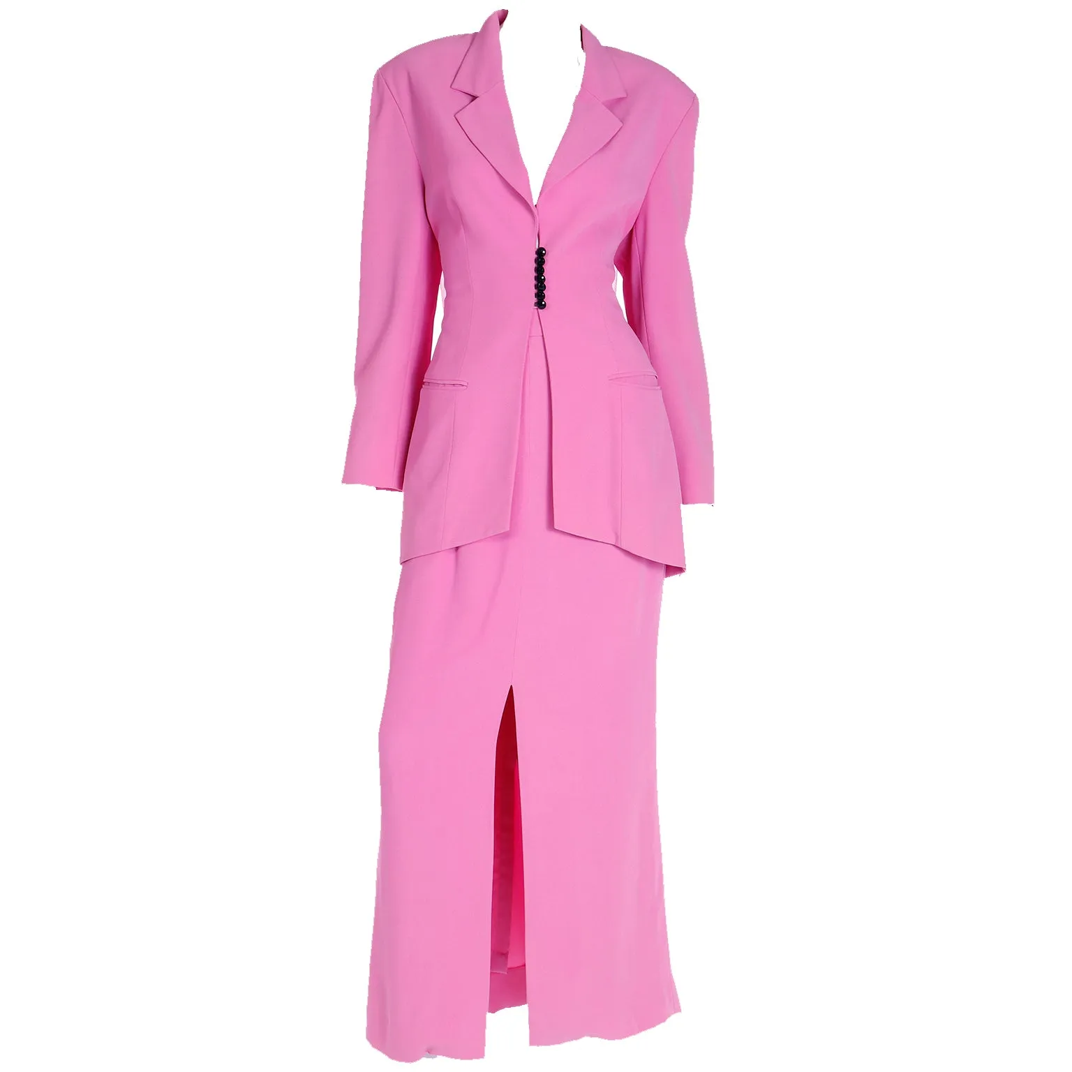 1990s Christian Dior Boutique Numbered Pink Jacket w Chiffon Drape & 2 Skirts