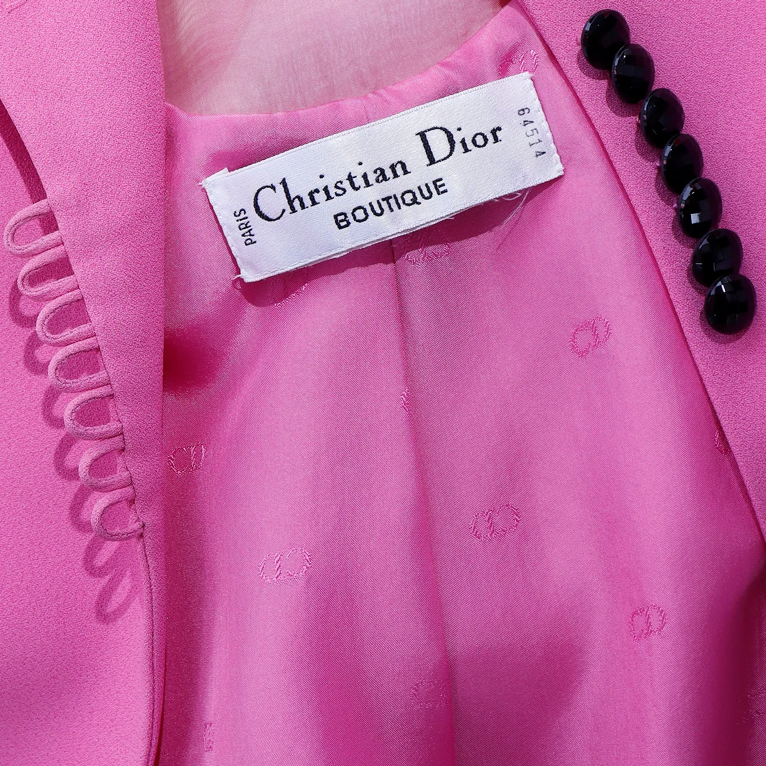 1990s Christian Dior Boutique Numbered Pink Jacket w Chiffon Drape & 2 Skirts