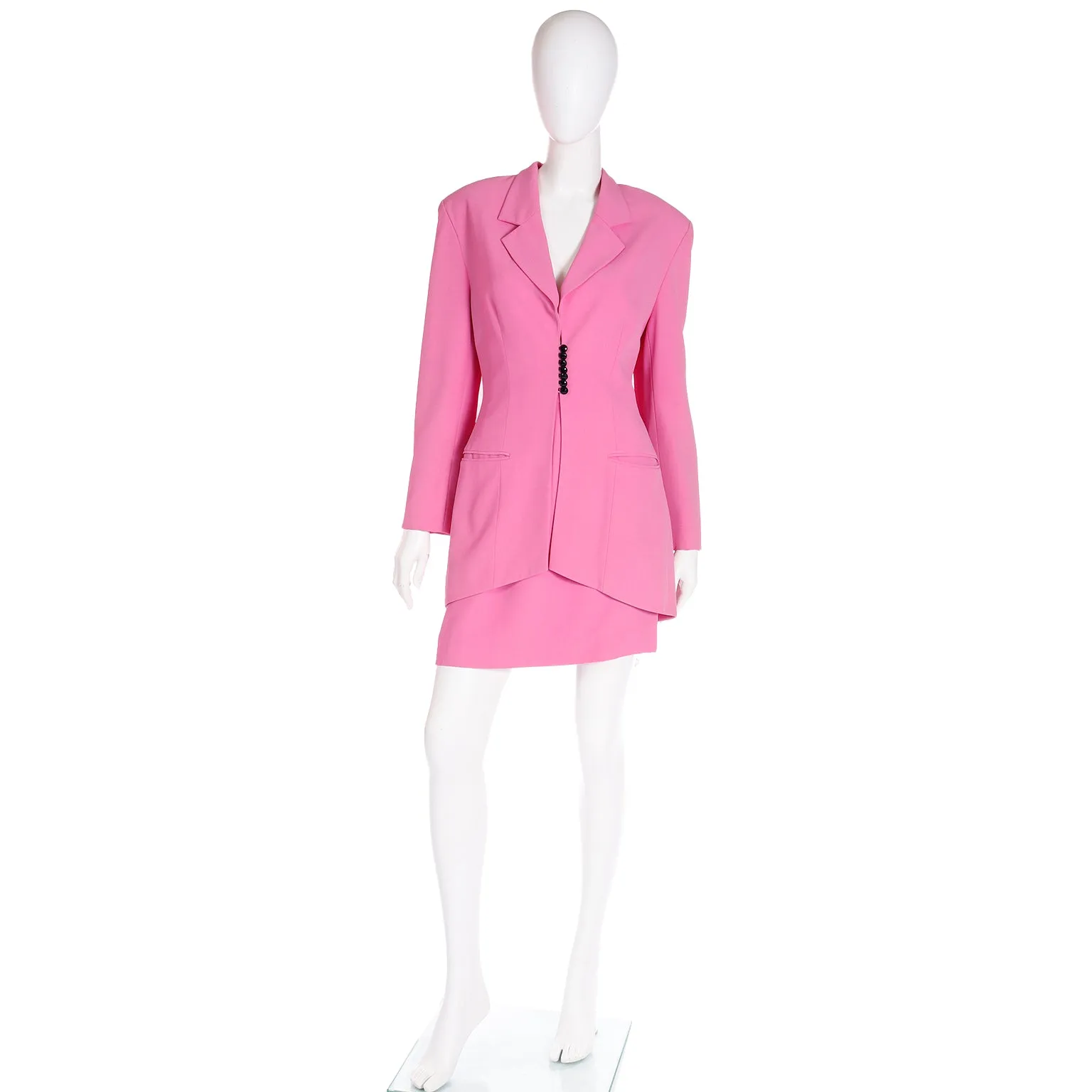 1990s Christian Dior Boutique Numbered Pink Jacket w Chiffon Drape & 2 Skirts