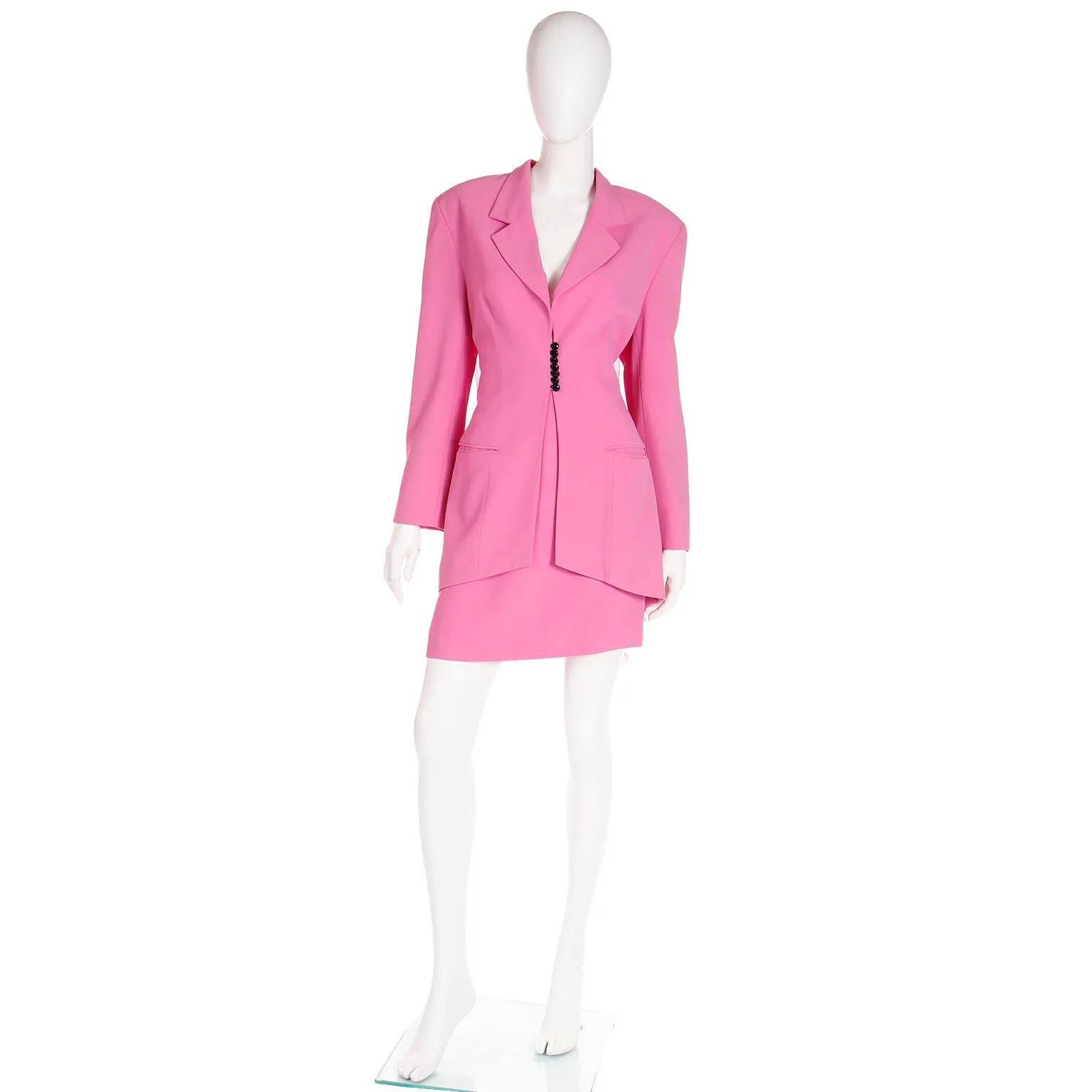 1990s Christian Dior Boutique Numbered Pink Jacket w Chiffon Drape & 2 Skirts