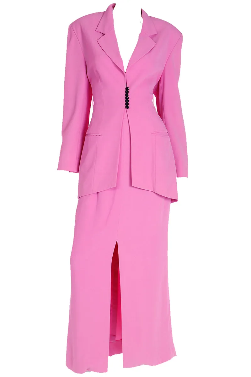 1990s Christian Dior Boutique Numbered Pink Jacket w Chiffon Drape & 2 Skirts