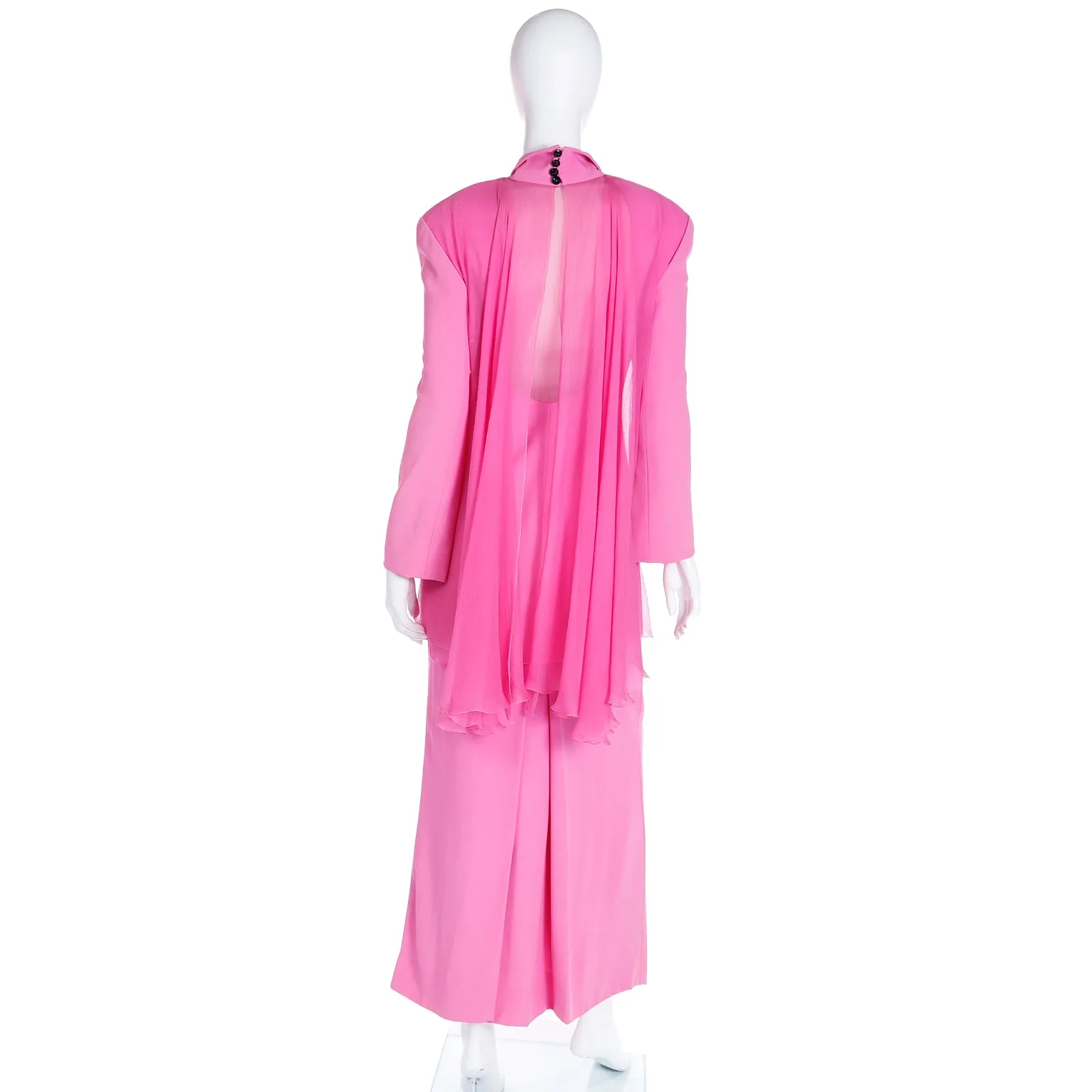 1990s Christian Dior Boutique Numbered Pink Jacket w Chiffon Drape & 2 Skirts