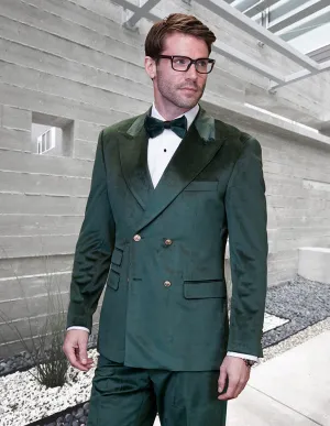 2pc Velvet Italian Double Breasted Suit With Gold Buttons. Modern Fit| DB-VELVET| Hunter