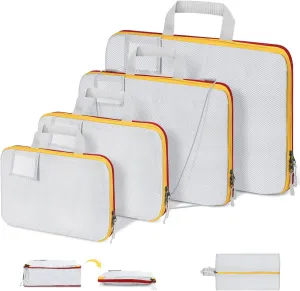 5 Set Compression Packing Cubes,Travel Essentials for Carry on, Water Resistant Bags for Luggage,Backpack and Suitcase,Organizer Bags Set for Travel Accessories with name tag