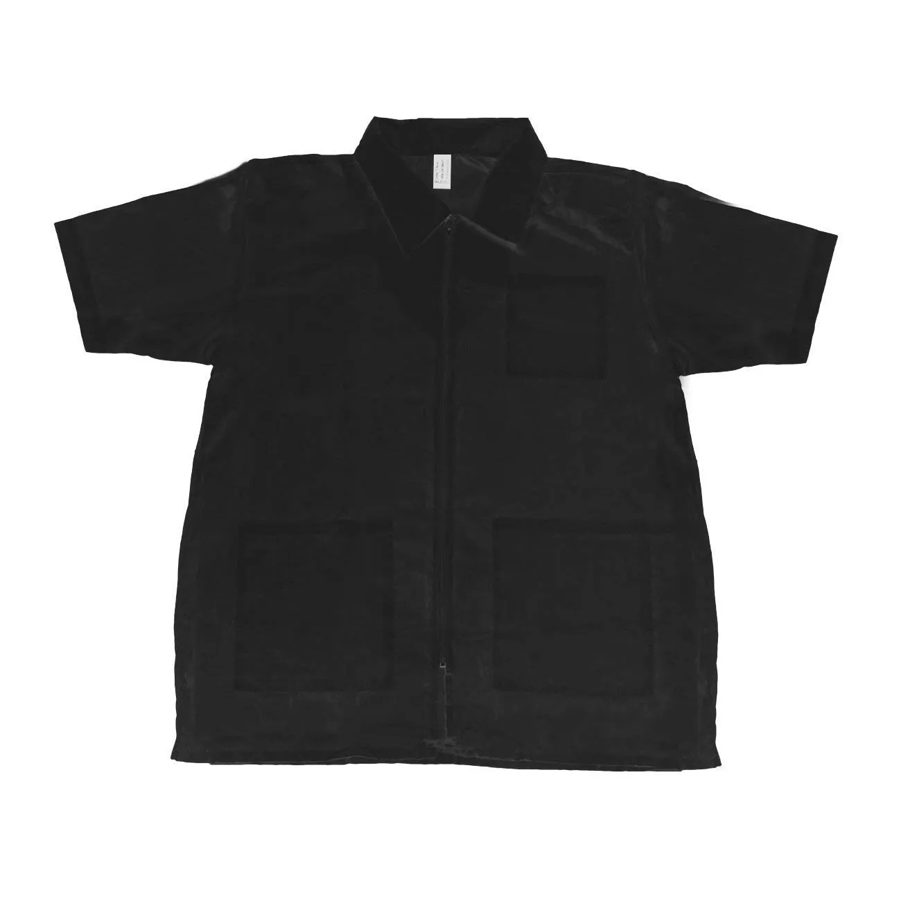 A Size Above Big & Tall Barber Jacket, Cut for Fuller Figures, Short Sleeve with Zipper Front, Left Breast Pocket Plus Two Lower Pockets, Lightweight, Water Resistant Nylon/Poly, Black, 4X