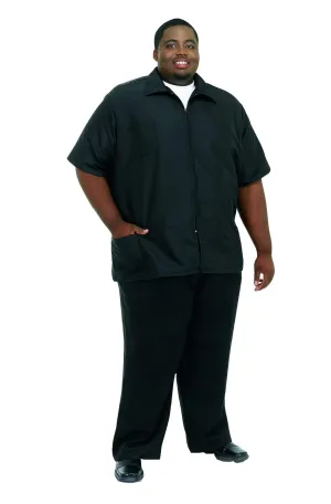 A Size Above Big & Tall Barber Jacket, Cut for Fuller Figures, Short Sleeve with Zipper Front, Left Breast Pocket Plus Two Lower Pockets, Lightweight, Water Resistant Nylon/Poly, Black, 4X