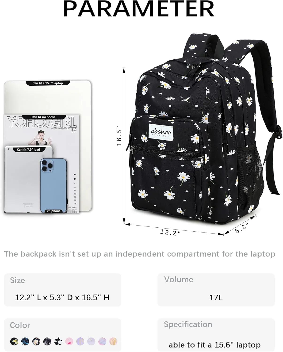abshoo Classical Basic Travel Backpack For School Water Resistant Bookbag