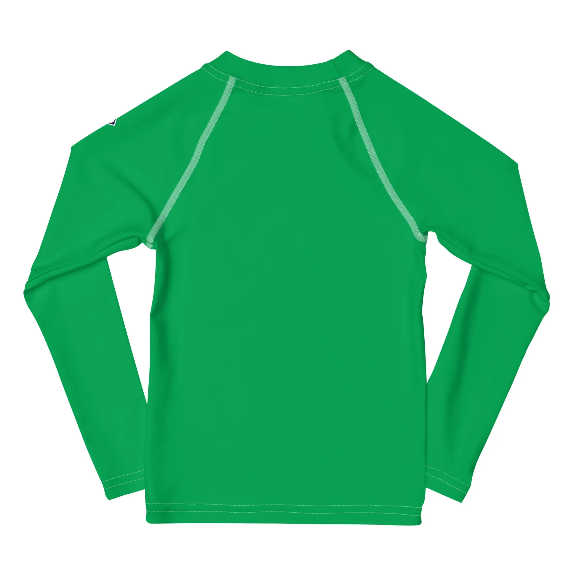 Active Allure: Girls' Solid Color Long Sleeve Rash Guards - Jade