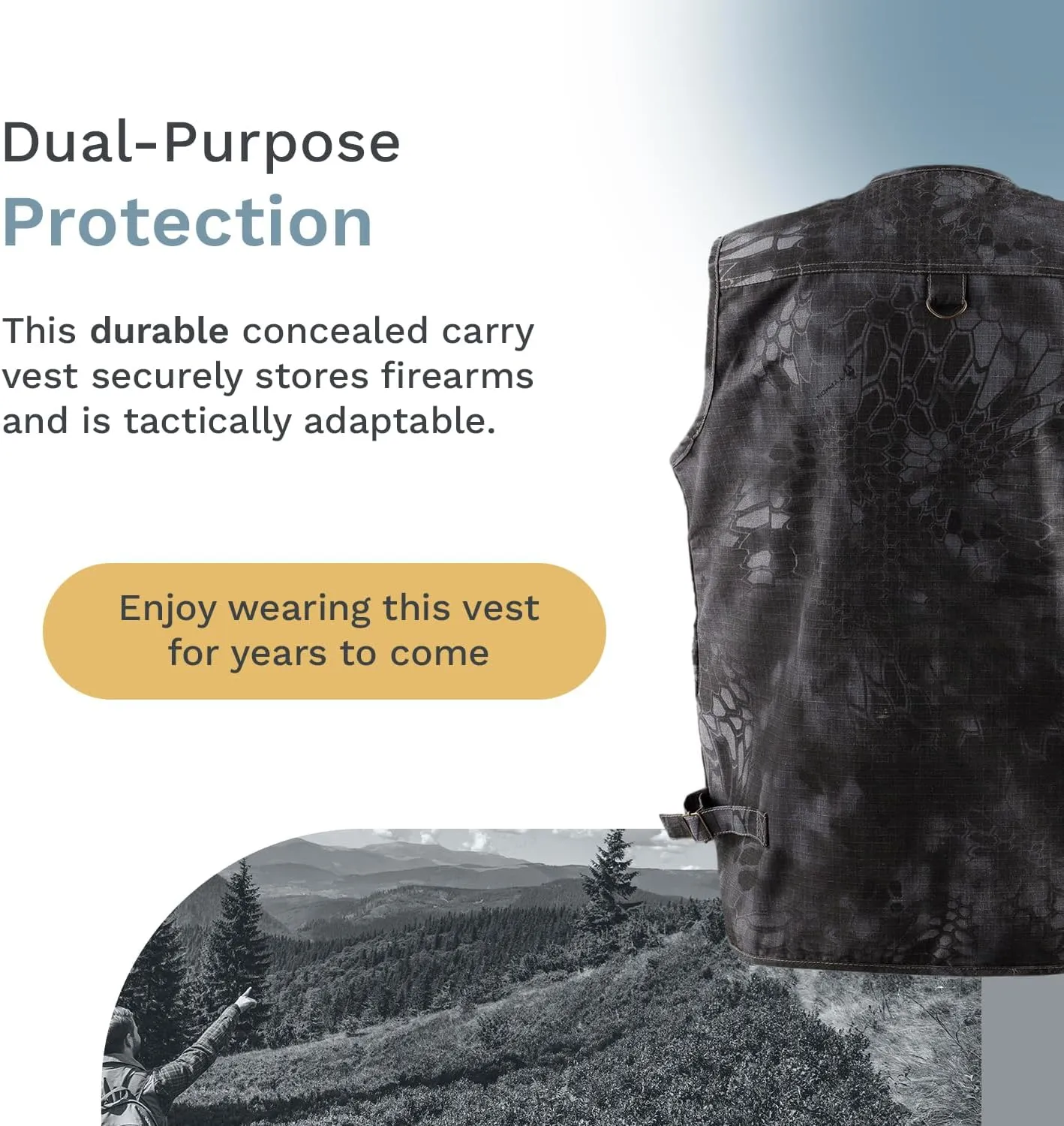 Adult Conceal & Carry Tactical Vest, Strong & Durable V-Neck Vest