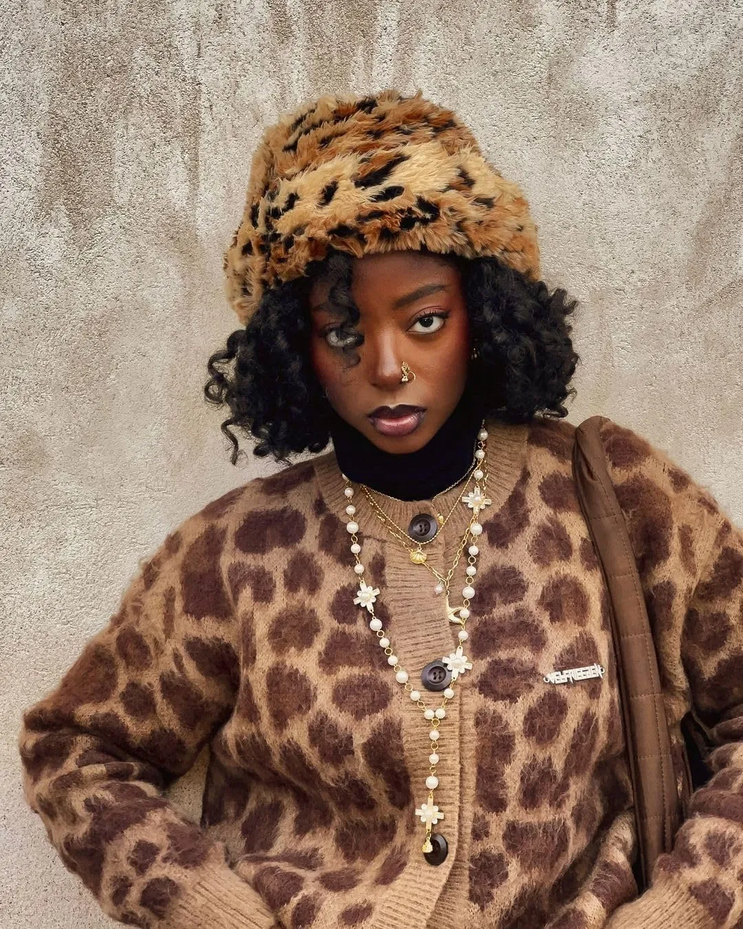 Aelfric Eden Leopard Print Cardigan Sweaters for Women Cheetah Y2k Crewneck Button Down Knit Cardigans Long Sleeve Sweater