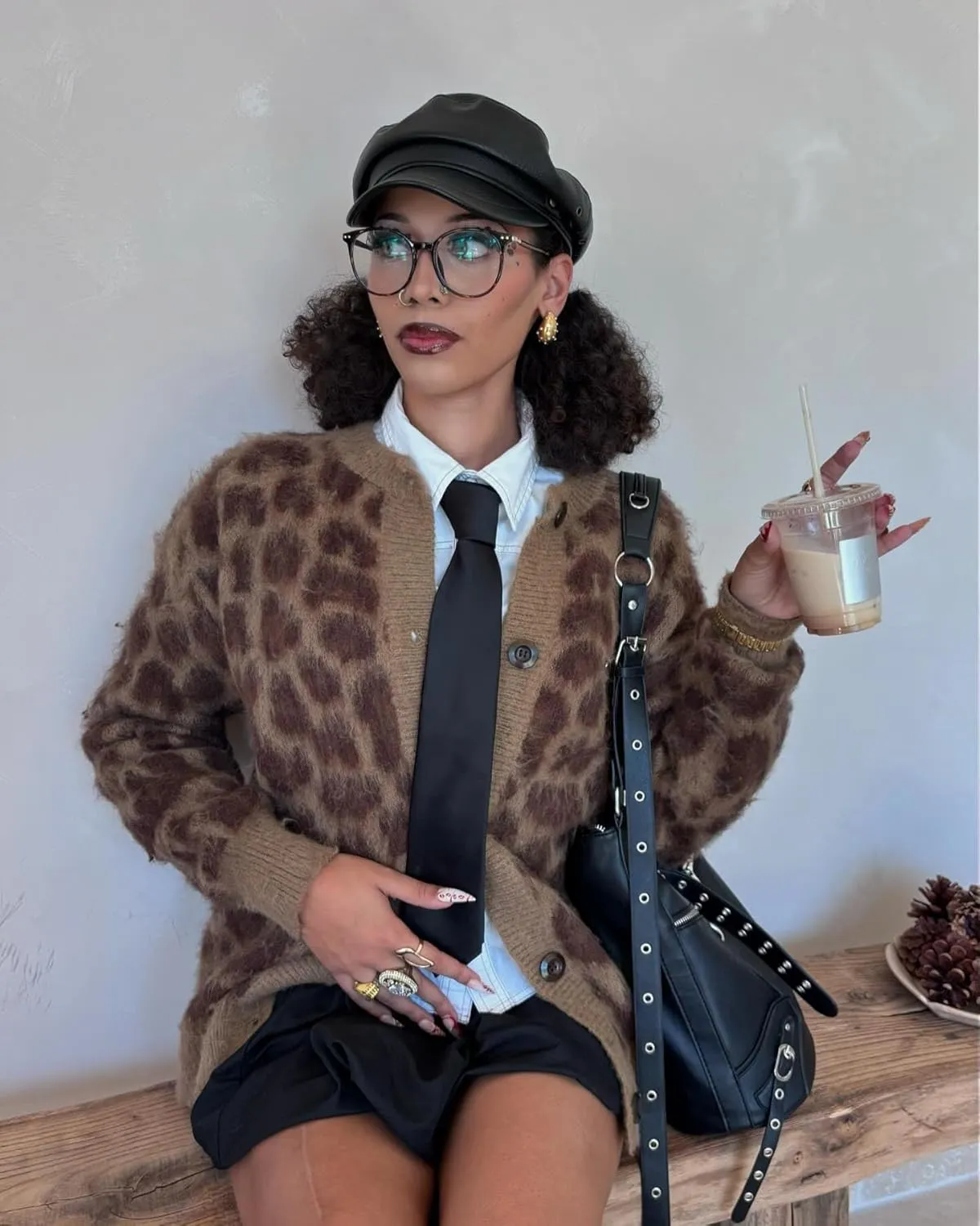 Aelfric Eden Leopard Print Cardigan Sweaters for Women Cheetah Y2k Crewneck Button Down Knit Cardigans Long Sleeve Sweater