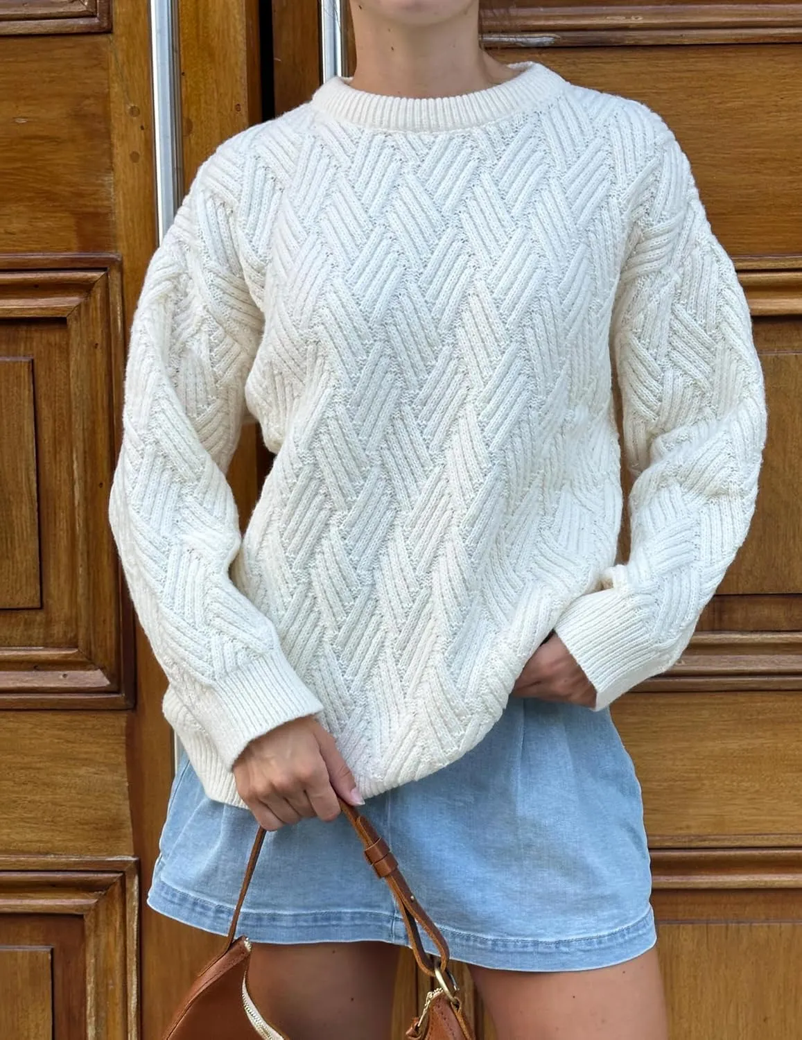 Aelfric Eden Vintage Oversized Sweaters Crewneck Knit Pullover Baggy Loose Casual Cable Sweater 2024 Fall Clothes