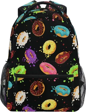 ALAZA Macaron Donuts Black Travel Laptop Backpack Durable College School Backpack