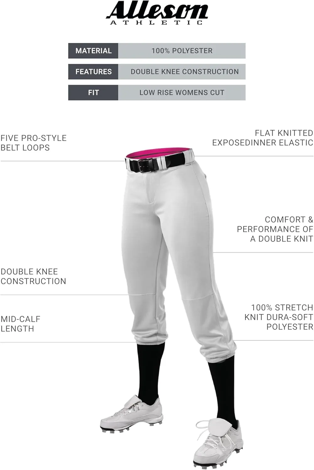 Alleson Athletic Teen-Girl's Fastpitch/Softball Speed Premium Pant  Pro-Style Fit and Durable Construction