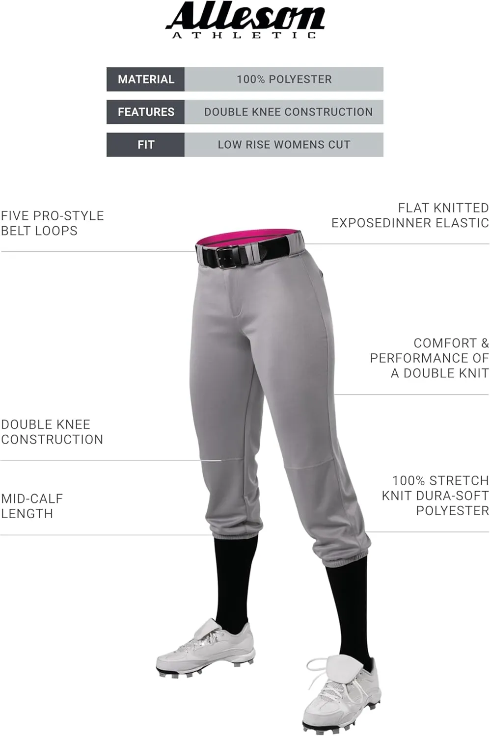 Alleson Athletic Teen-Girl's Fastpitch/Softball Speed Premium Pant  Pro-Style Fit and Durable Construction