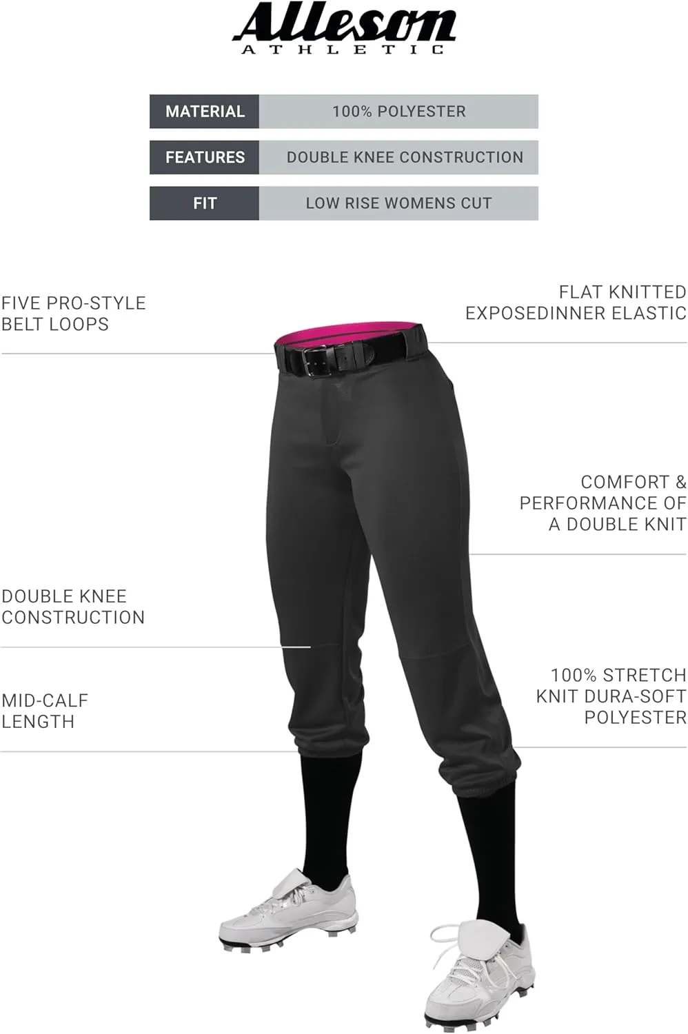 Alleson Athletic Teen-Girl's Fastpitch/Softball Speed Premium Pant  Pro-Style Fit and Durable Construction