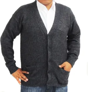 Alpaca Cardigan Golf Sweater Jersey V Neck Buttons and Pockets Made in Peru Charcol Grey