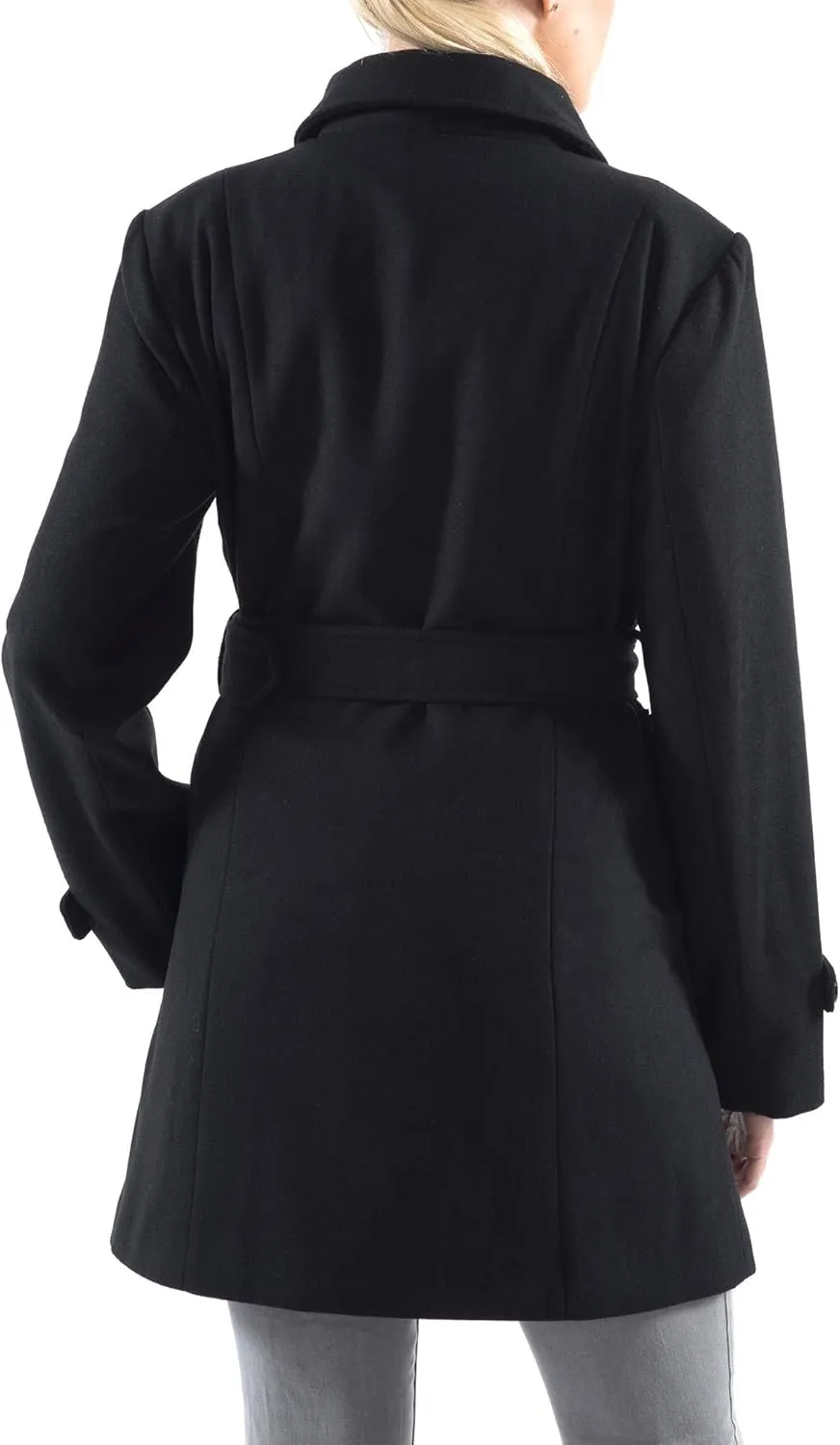 Alpine Swiss Keira Womens Wool Double Breasted Belted Trench Coat