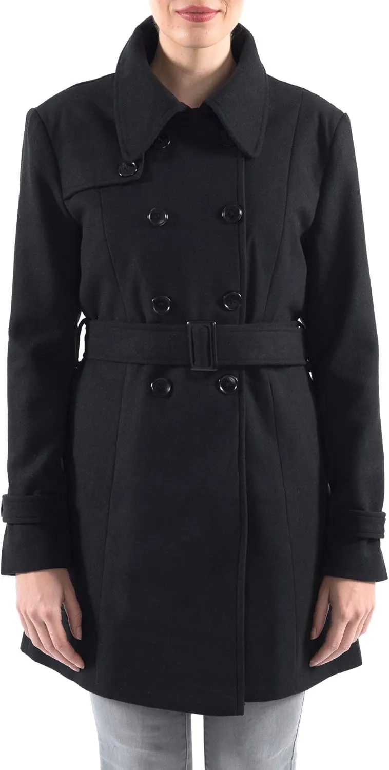 Alpine Swiss Keira Womens Wool Double Breasted Belted Trench Coat