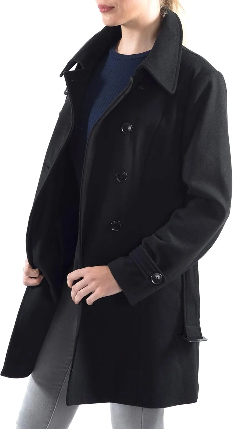 Alpine Swiss Keira Womens Wool Double Breasted Belted Trench Coat