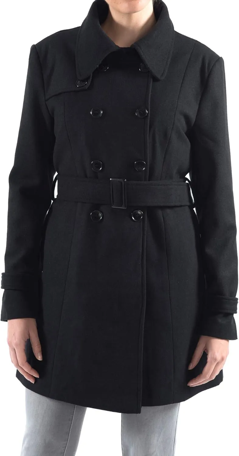Alpine Swiss Keira Womens Wool Double Breasted Belted Trench Coat