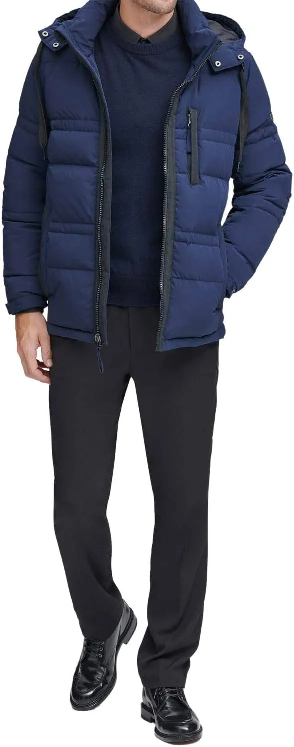 Andrew Marc Men's Huxley Mid Length Water Resistant Crinkle Down Jacket