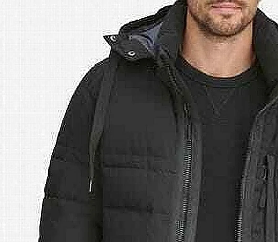 Andrew Marc Men's Huxley Mid Length Water Resistant Crinkle Down Jacket