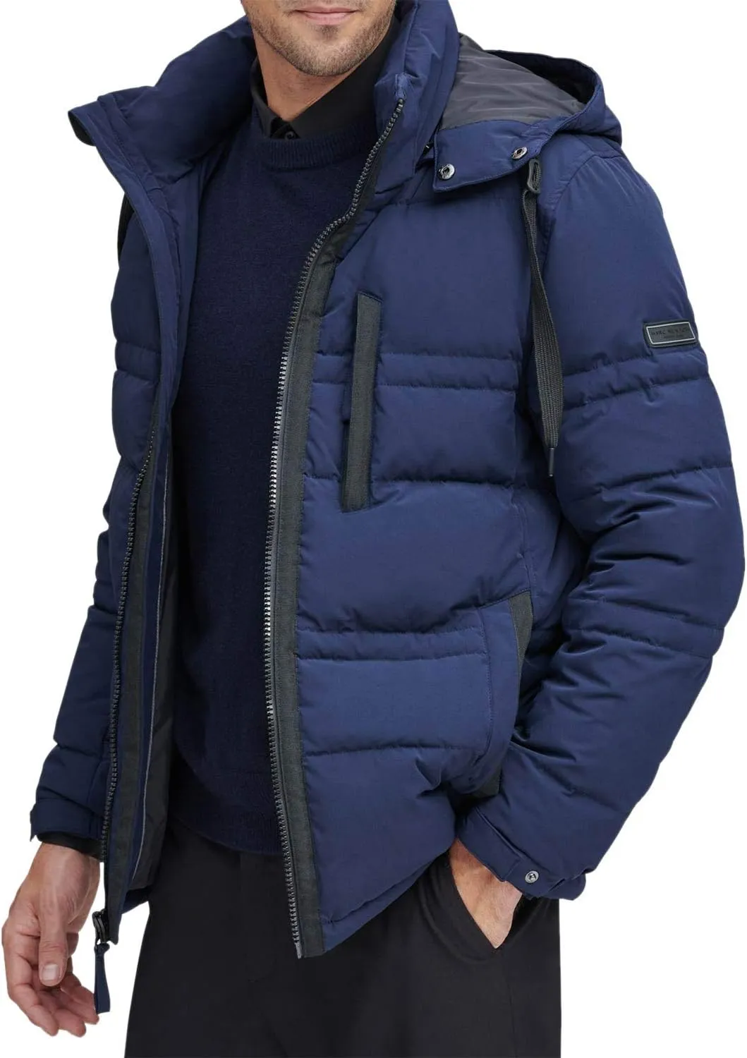 Andrew Marc Men's Huxley Mid Length Water Resistant Crinkle Down Jacket