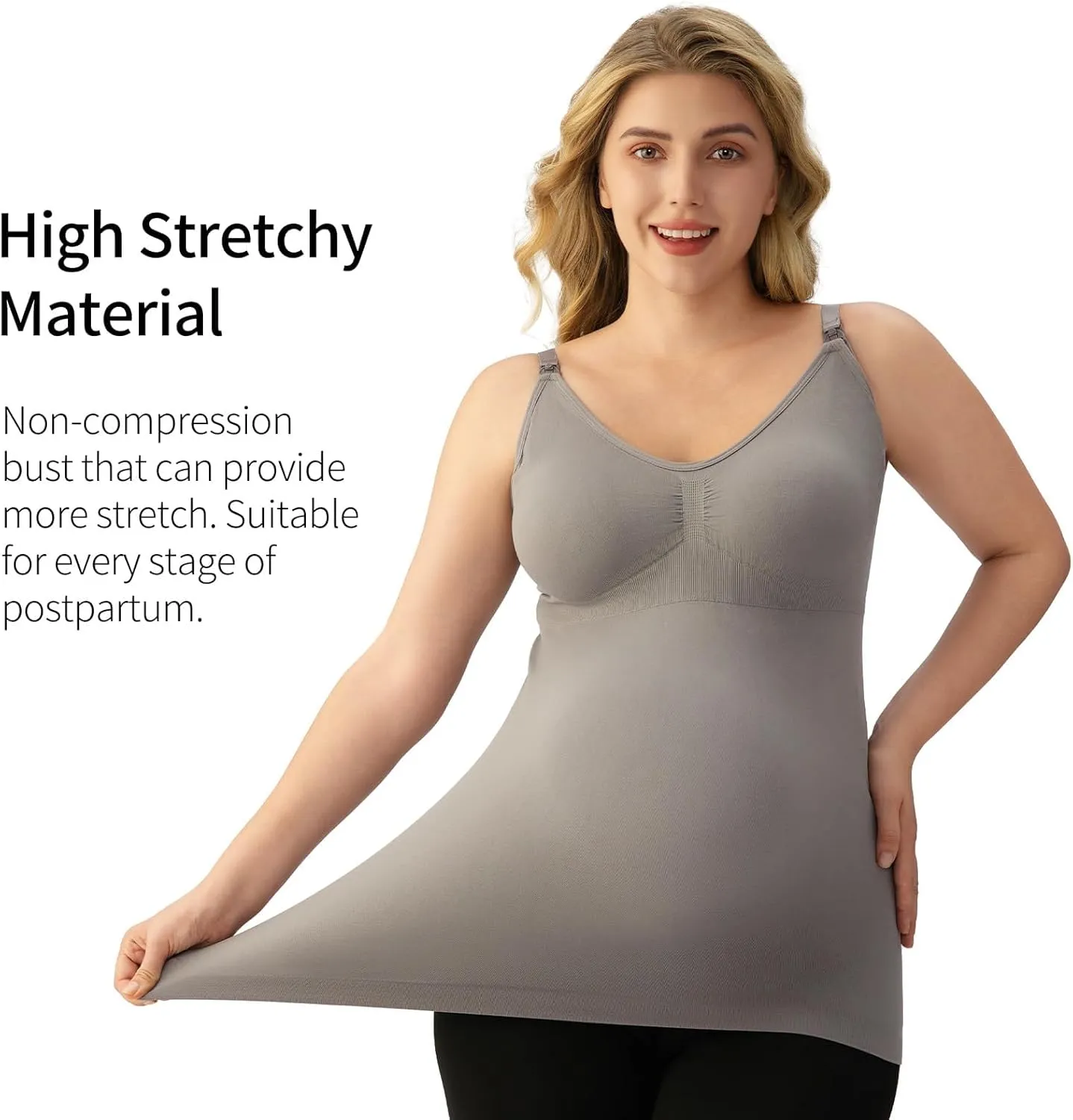 Angelhood Maternity Nursing Tank Tops for Breastfeeding,Womens Nursing Maternity Cami Built in Bra Sleep Bra