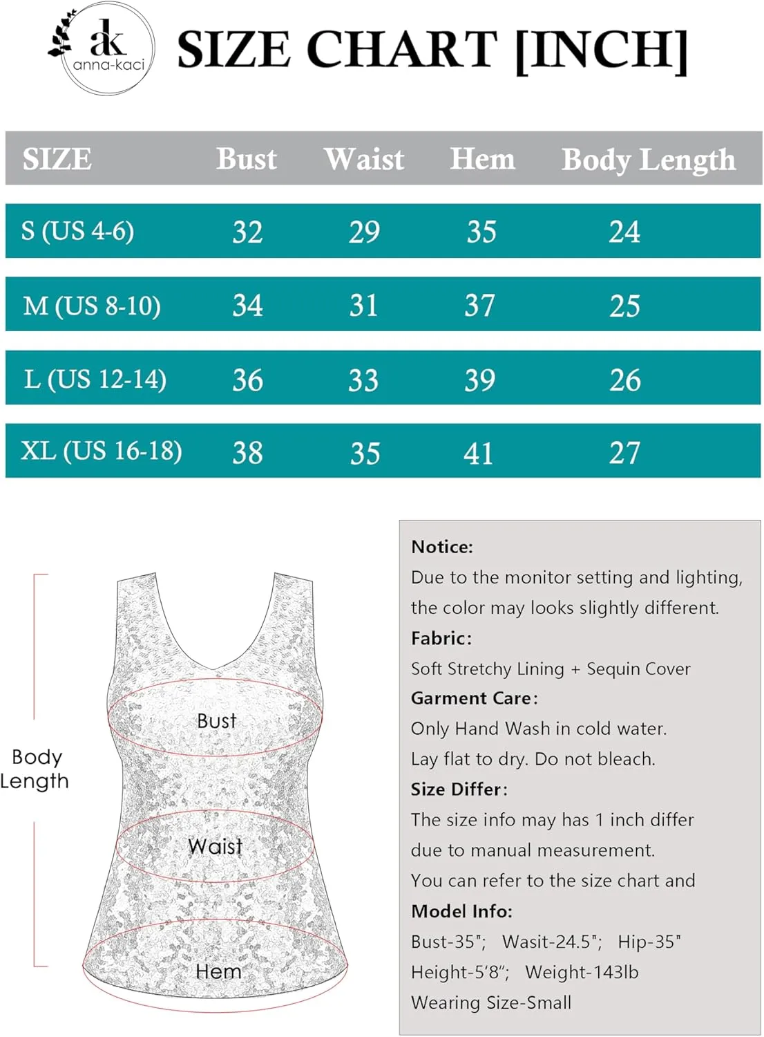 Anna-Kaci Women's Sparkly V-Neck Sequin Tank Tops Sleeveless Sexy Glitter Disco Club Party Vest