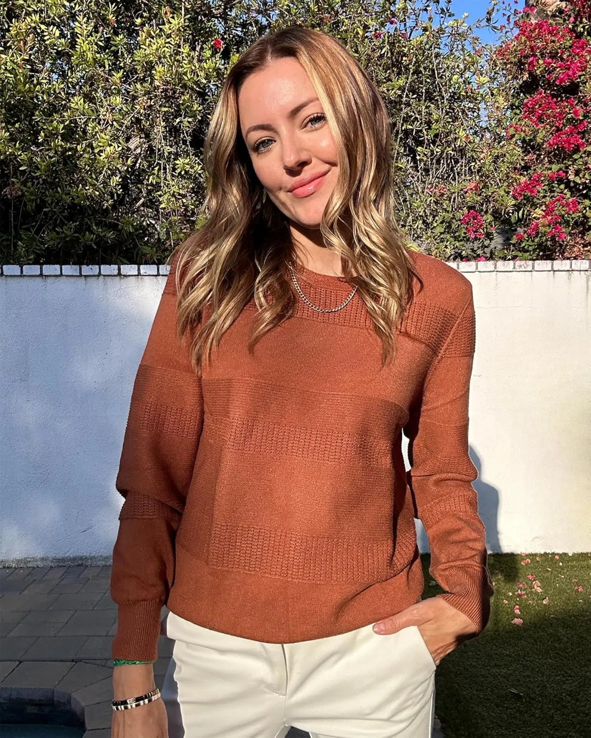 Arach&Cloz Womens Fall Sweaters 2024 Crochet Crew Neck Long Sleeve Knit Tops Pullover Fashion Clothes Outfits