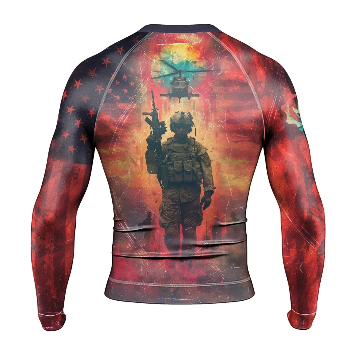 Army American Flag Men's Long Sleeve Rash Guard