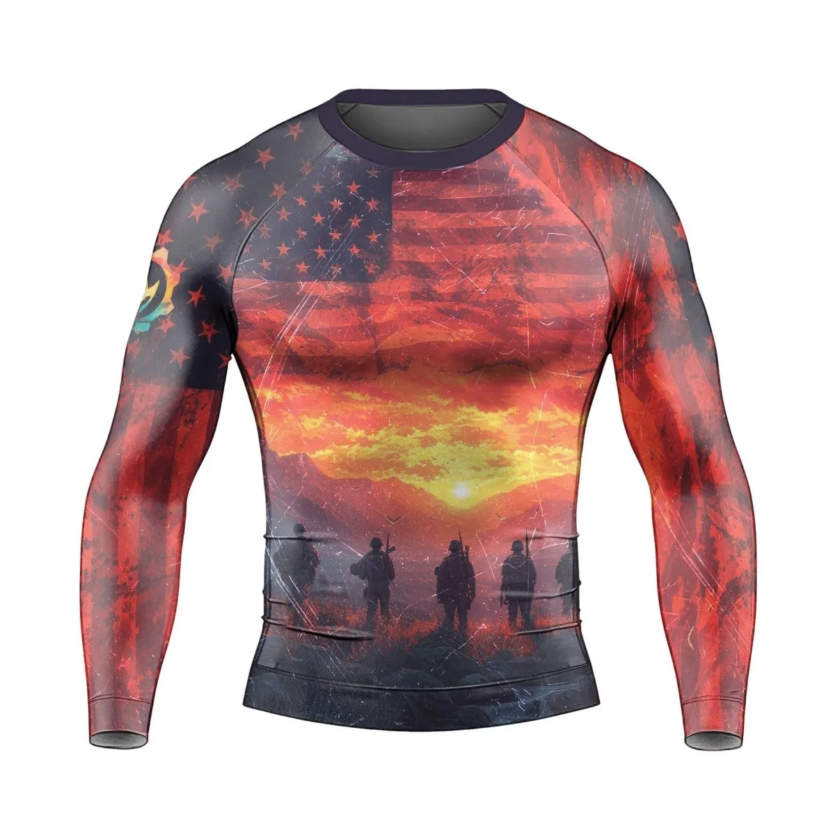 Army American Flag Men's Long Sleeve Rash Guard