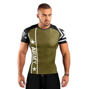 Army Camo Flag Short Sleeve Rash Guard