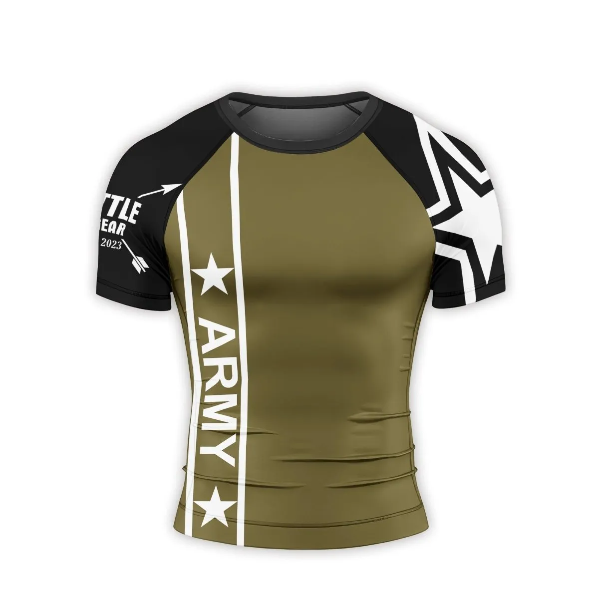 Army Camo Flag Short Sleeve Rash Guard