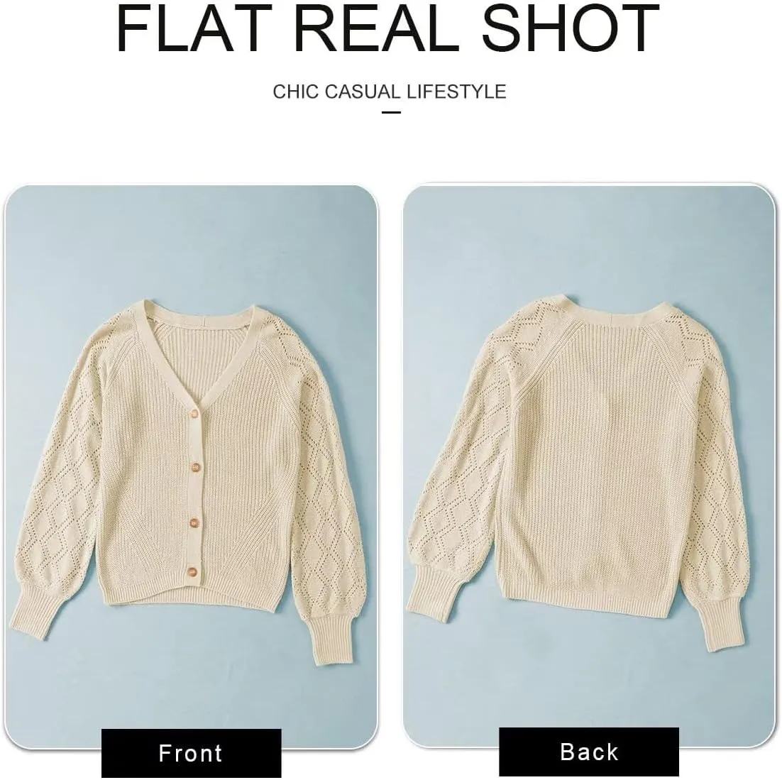 Astylish Women Long Sleeve Open Front Knit Button Down Cardigan Sweaters