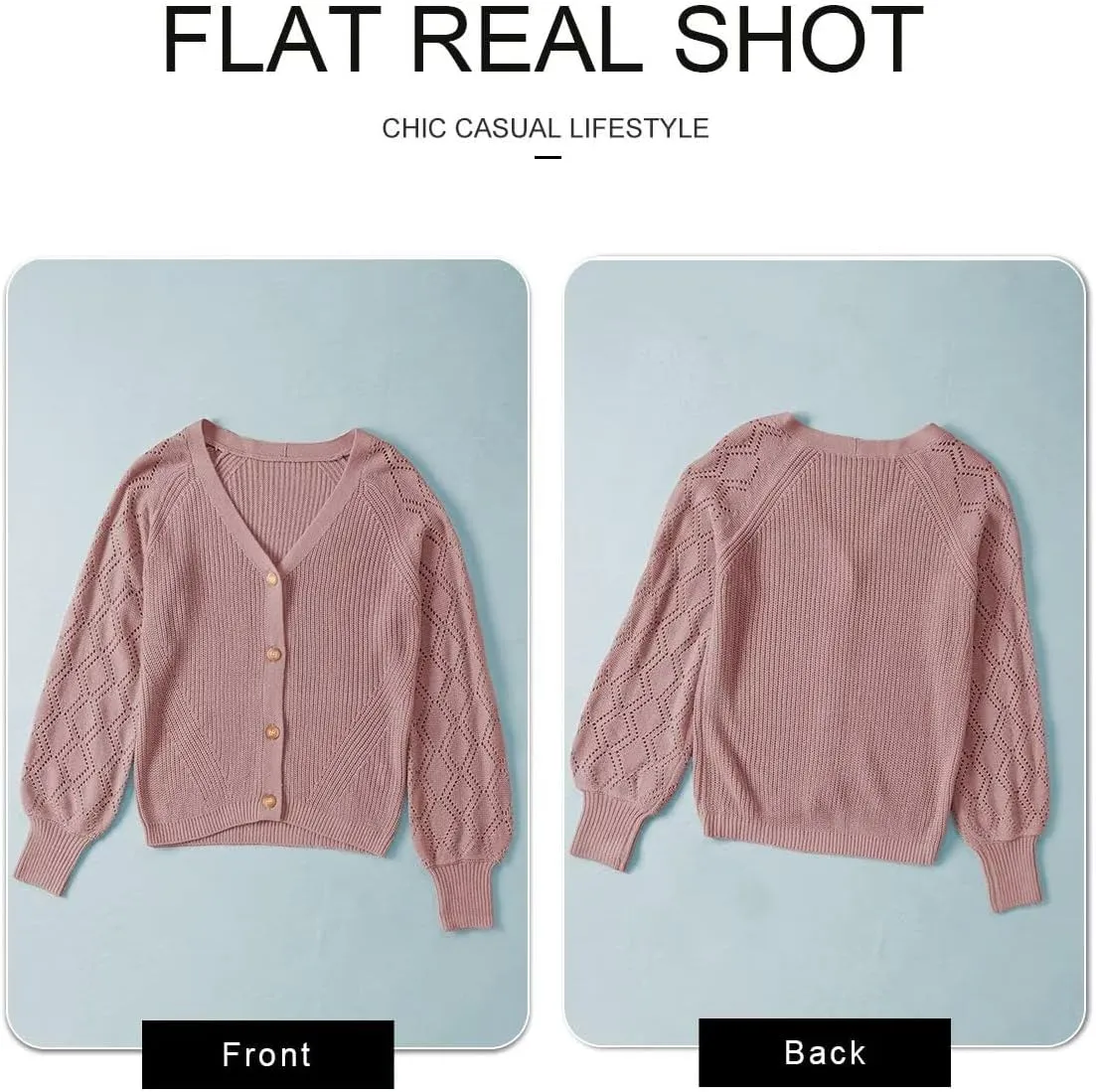 Astylish Women Long Sleeve Open Front Knit Button Down Cardigan Sweaters