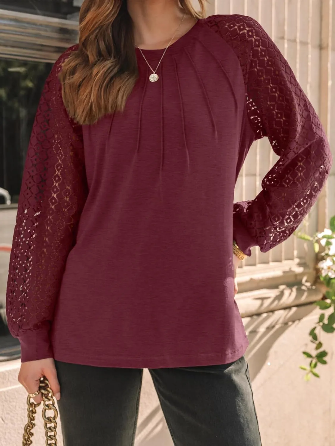 AUTOMET Womens Long Sleeve Shirts Lace Tops Business Casual Fall Fashion Outfits Clothes Knitted Y2k Blouses