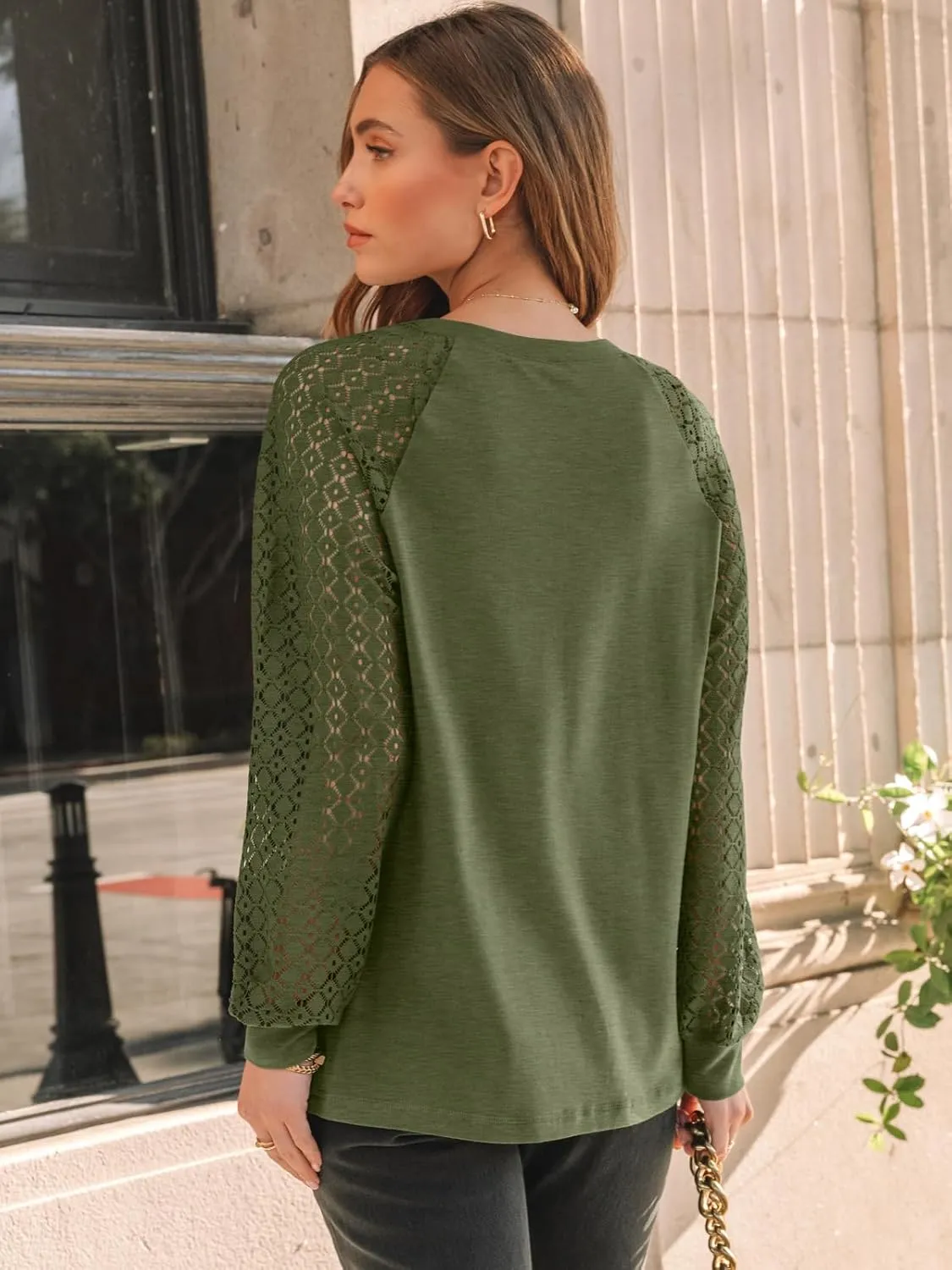 AUTOMET Womens Long Sleeve Shirts Lace Tops Business Casual Fall Fashion Outfits Clothes Knitted Y2k Blouses
