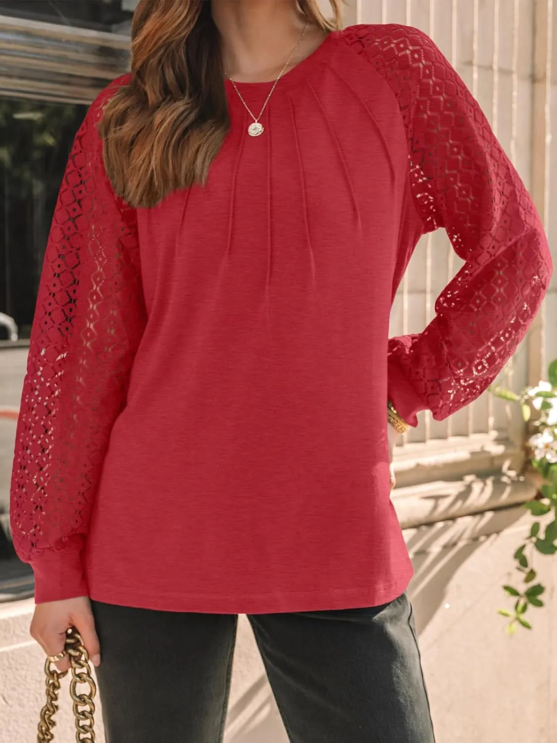 AUTOMET Womens Long Sleeve Shirts Lace Tops Business Casual Fall Fashion Outfits Clothes Knitted Y2k Blouses