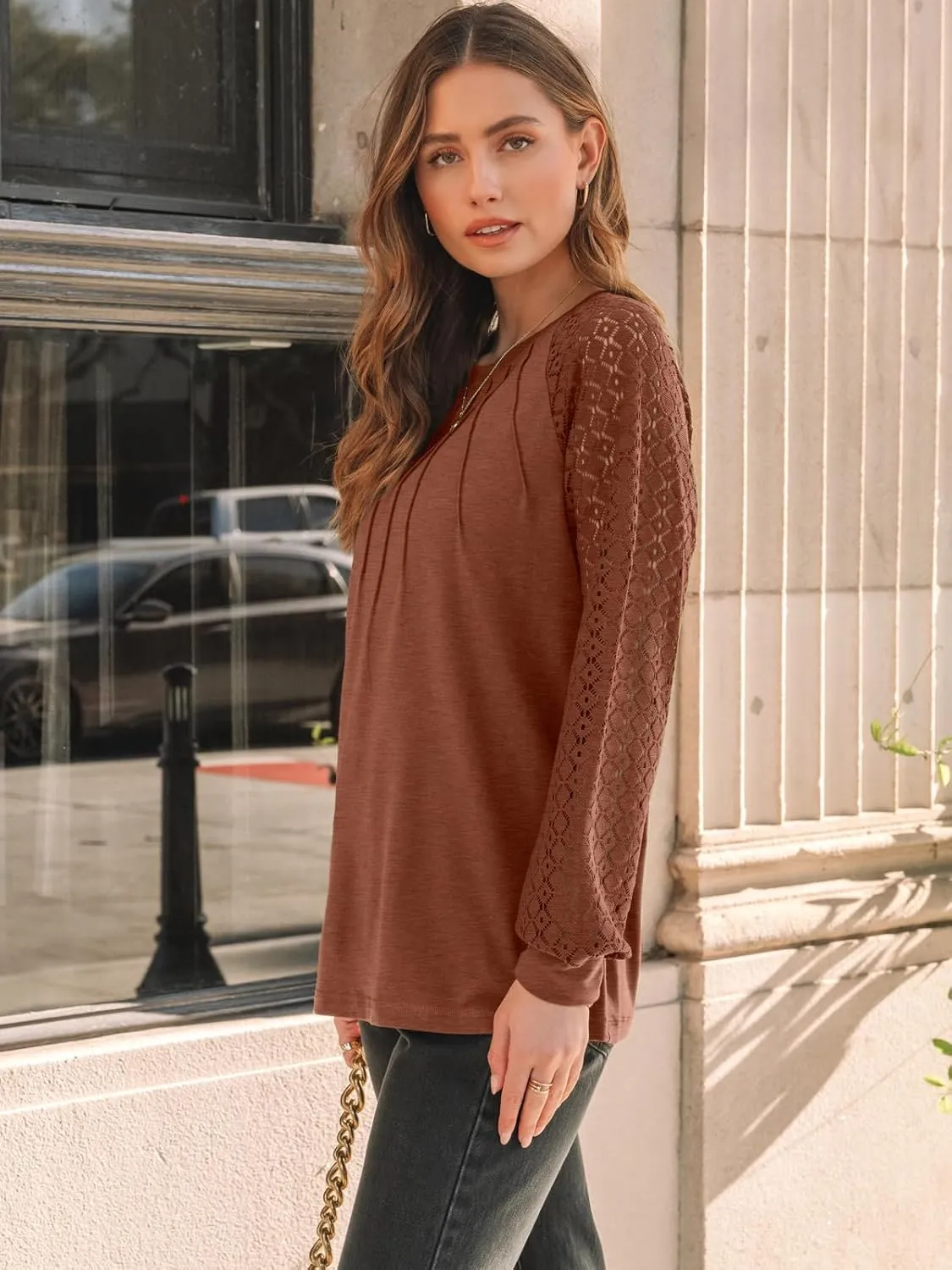 AUTOMET Womens Long Sleeve Shirts Lace Tops Business Casual Fall Fashion Outfits Clothes Knitted Y2k Blouses