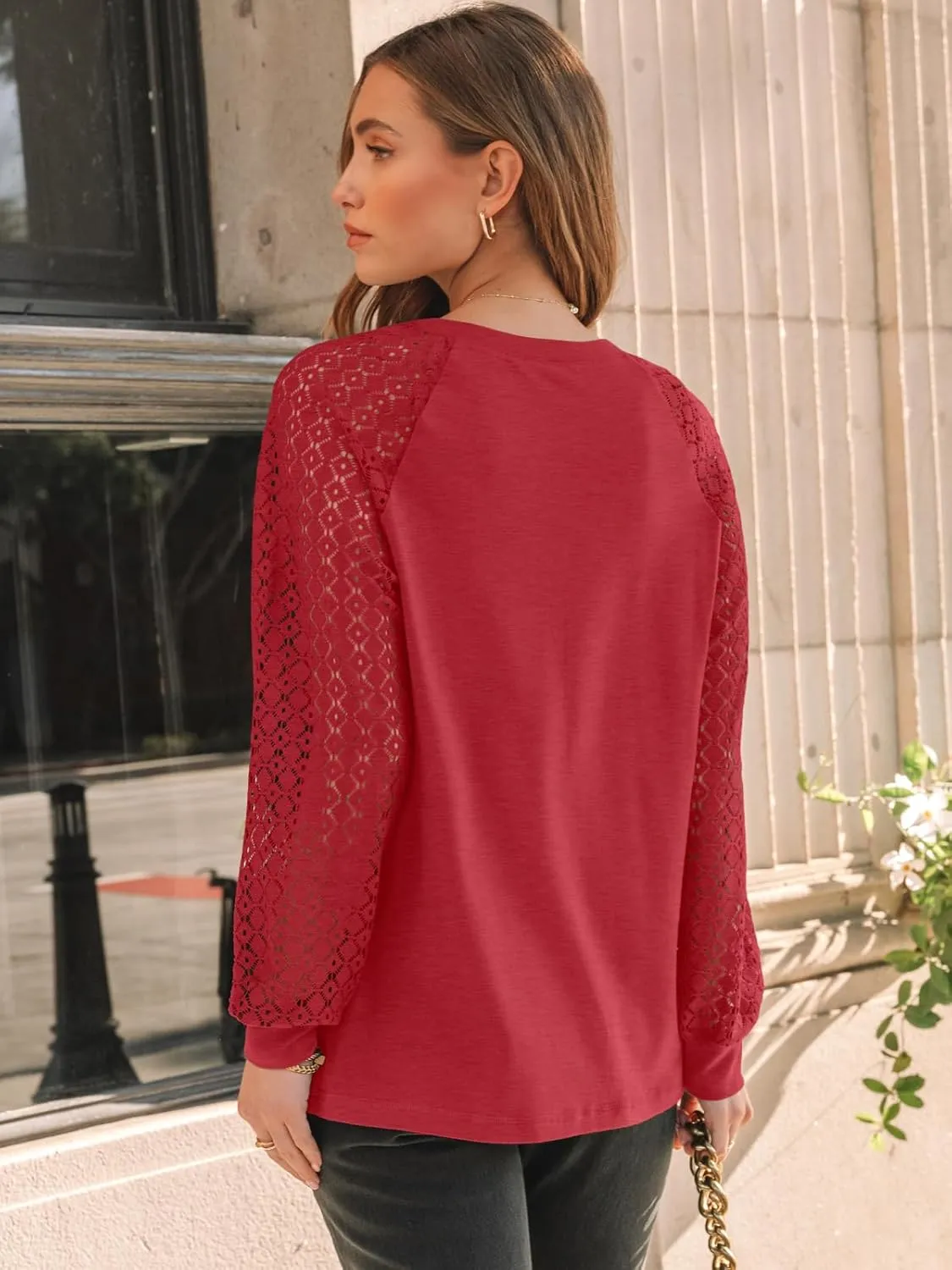 AUTOMET Womens Long Sleeve Shirts Lace Tops Business Casual Fall Fashion Outfits Clothes Knitted Y2k Blouses