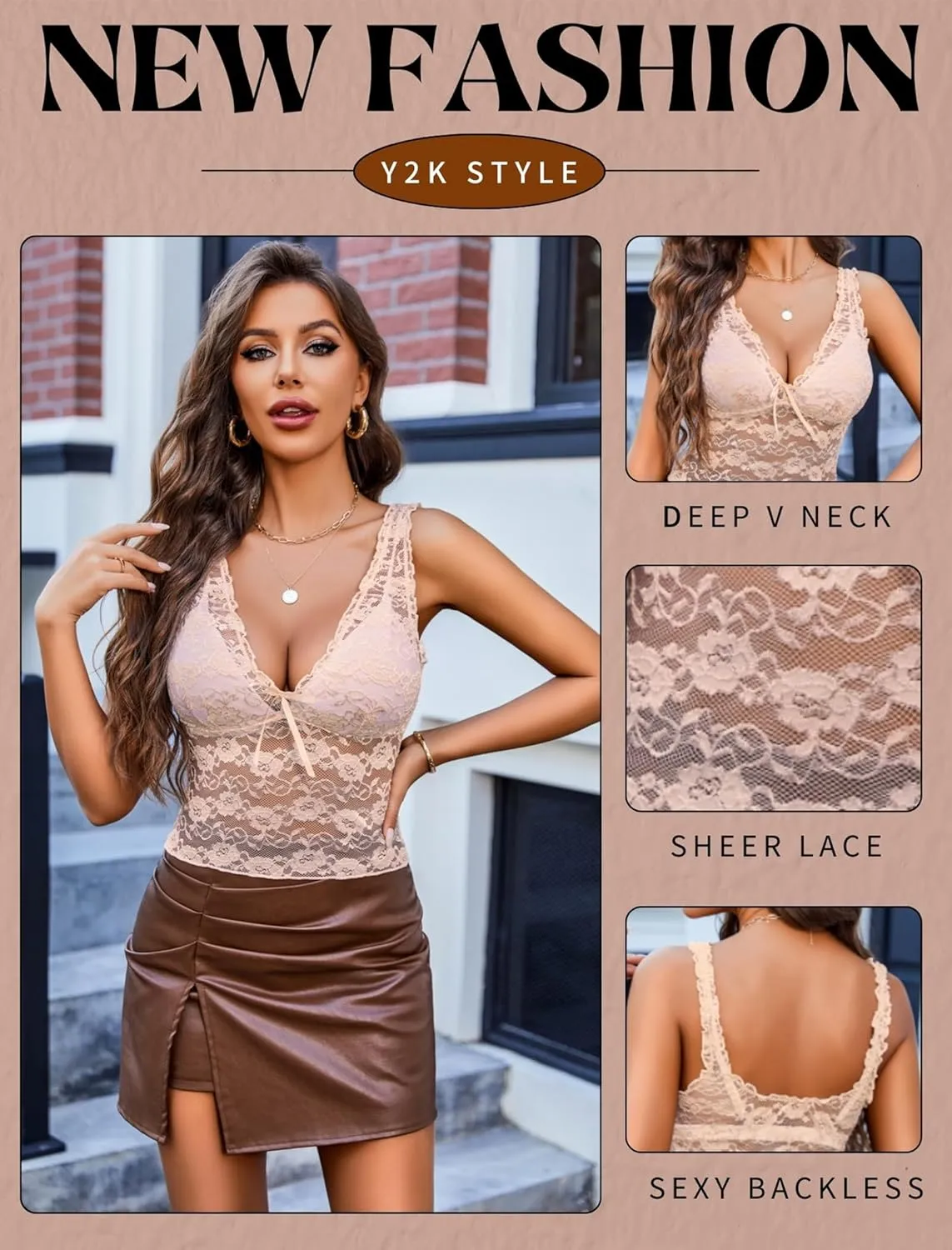 Avidlove Lace Tops for Women Mesh Top Crop Tank Tops Sexy V Neck Sleeveless Trendy Y2K Lace Undershirt