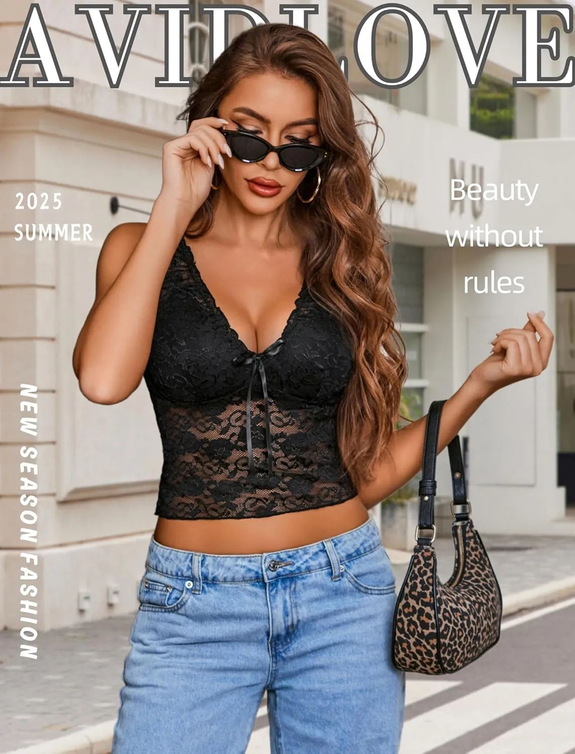 Avidlove Lace Tops for Women Mesh Top Crop Tank Tops Sexy V Neck Sleeveless Trendy Y2K Lace Undershirt