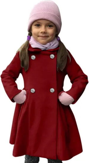 Baby Kids Boys Girls Classic Wool Blend Coat Winter Double Breasted Trench Coat Outwear  Coat Jacket