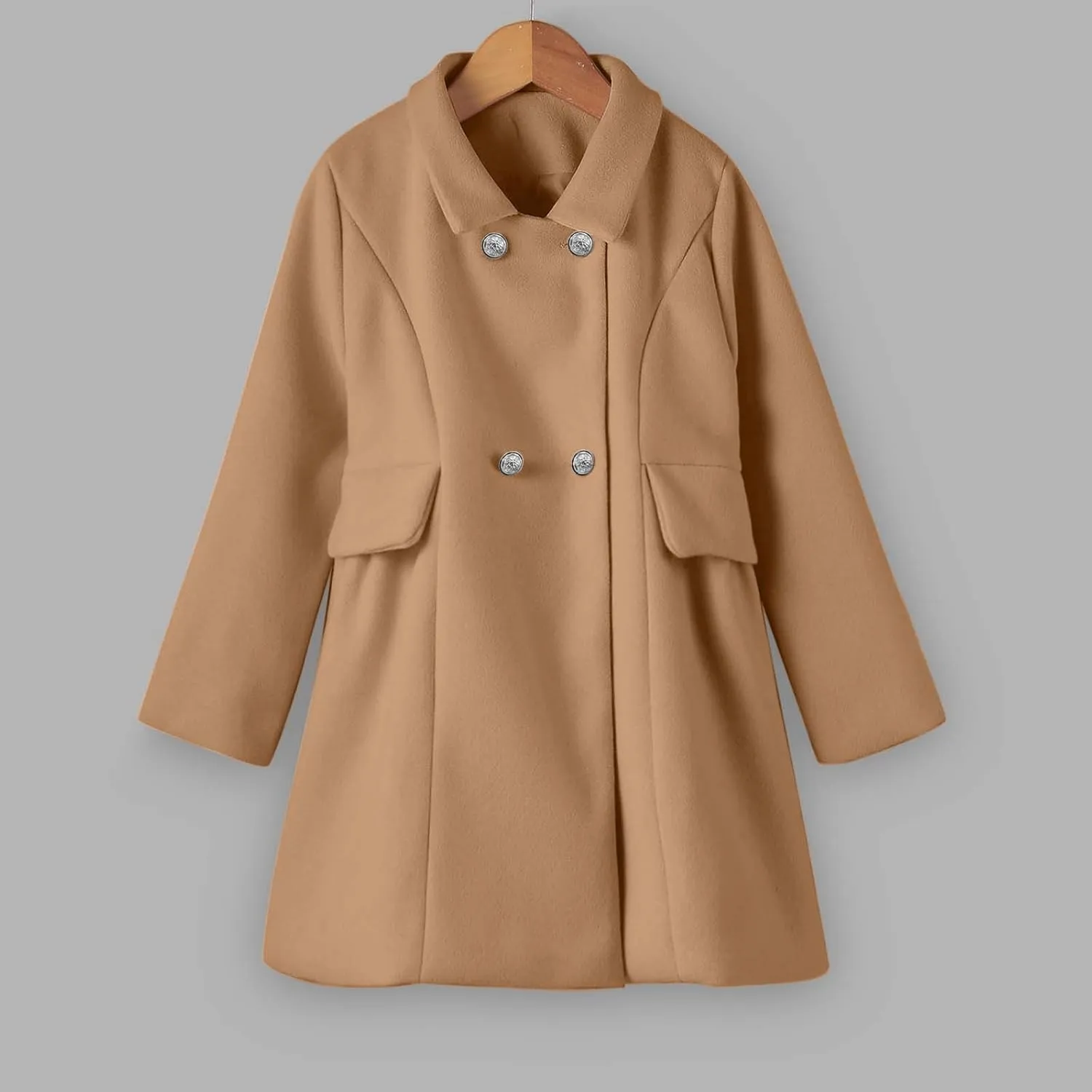 Baby Kids Boys Girls Classic Wool Blend Coat Winter Double Breasted Trench Coat Outwear  Coat Jacket