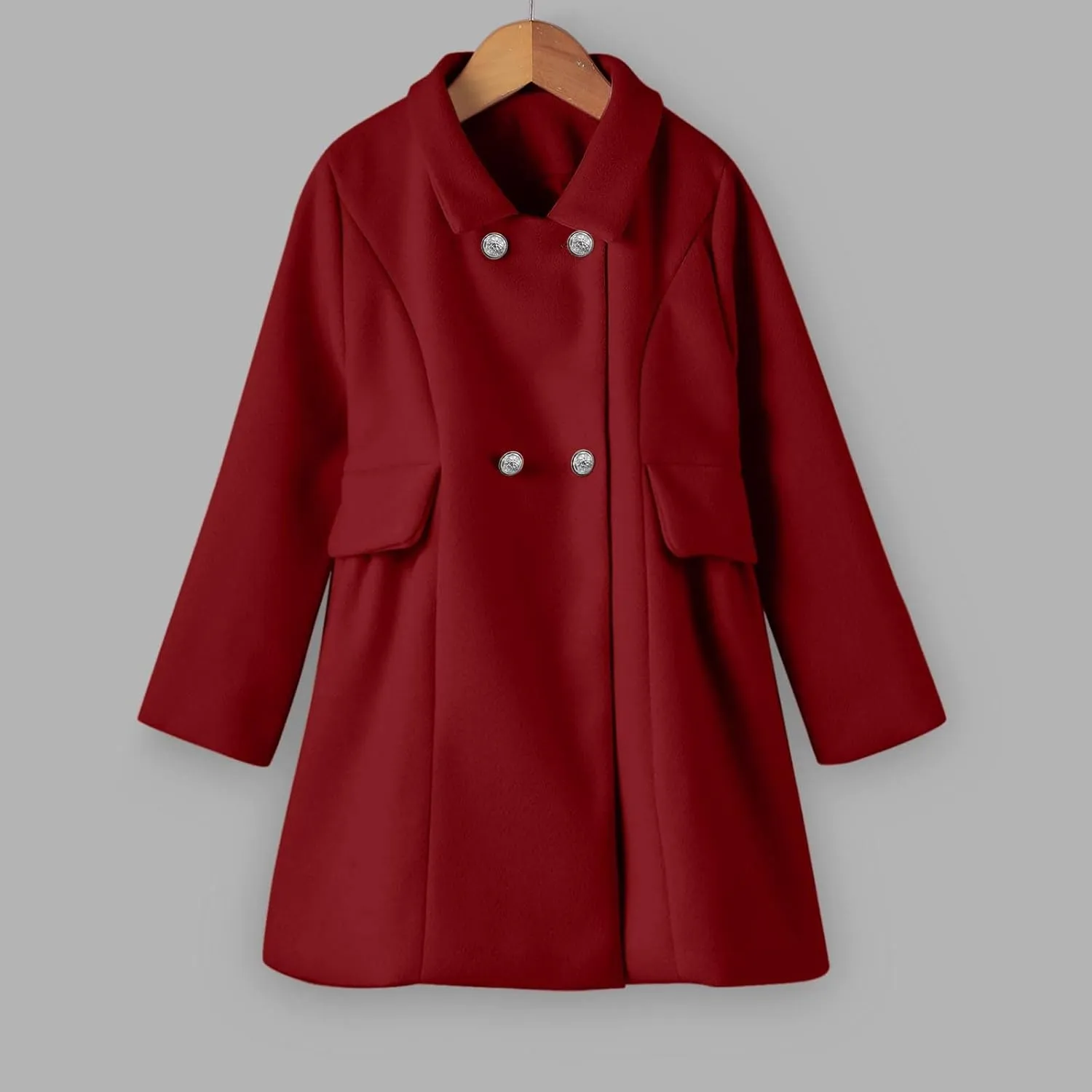 Baby Kids Boys Girls Classic Wool Blend Coat Winter Double Breasted Trench Coat Outwear  Coat Jacket