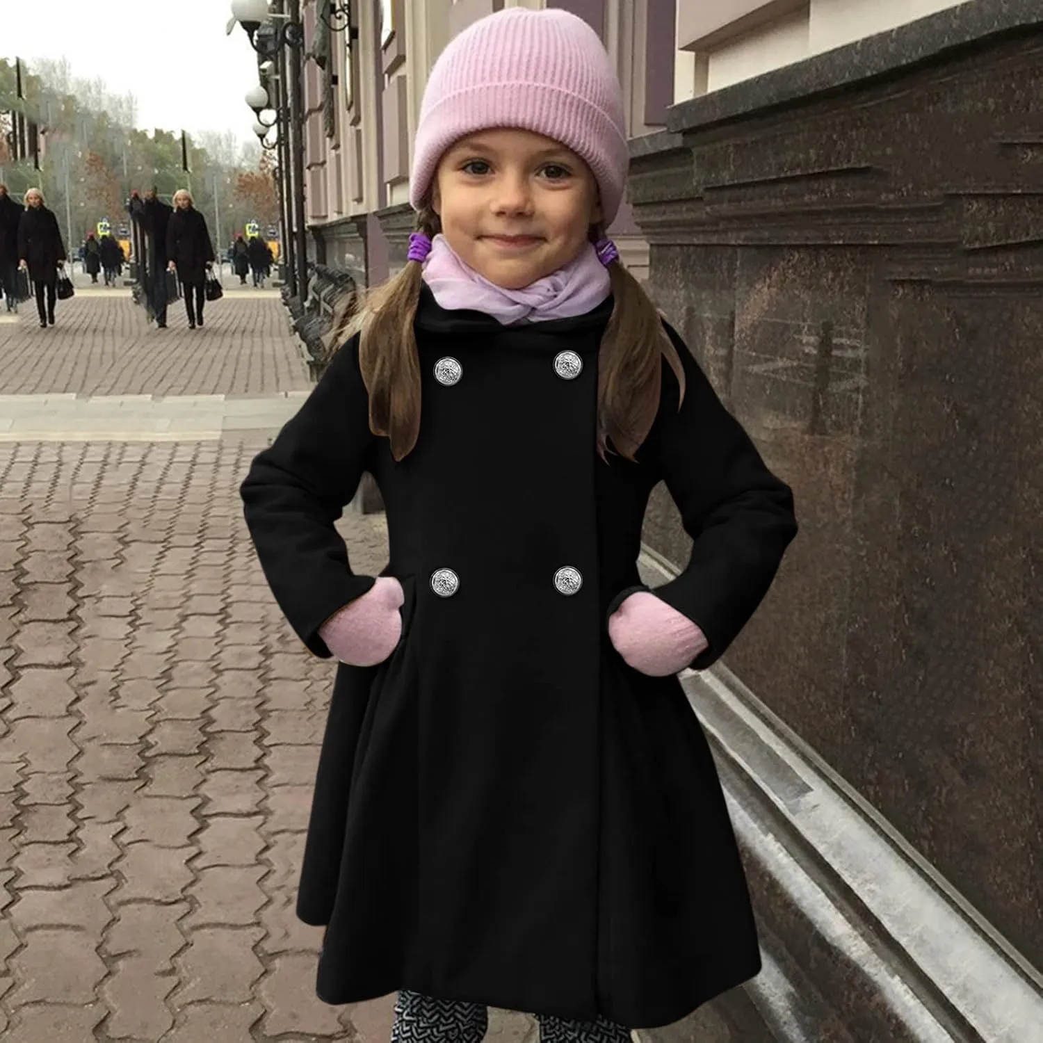 Baby Kids Boys Girls Classic Wool Blend Coat Winter Double Breasted Trench Coat Outwear  Coat Jacket