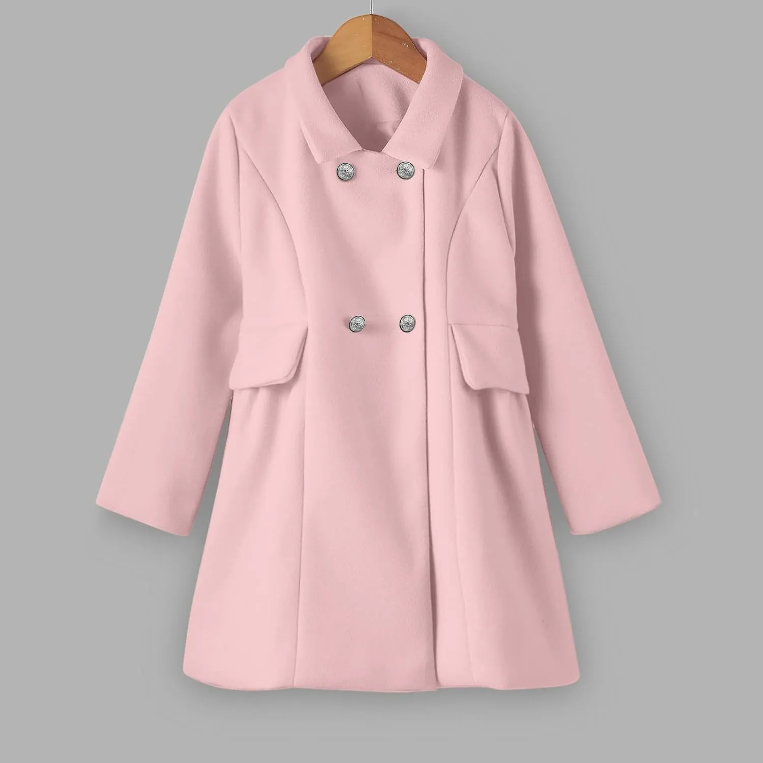 Baby Kids Boys Girls Classic Wool Blend Coat Winter Double Breasted Trench Coat Outwear  Coat Jacket