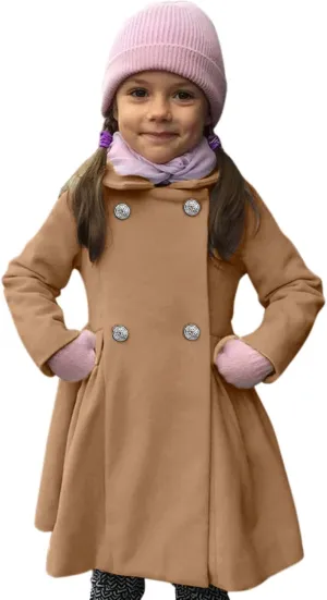 Baby Kids Boys Girls Classic Wool Blend Coat Winter Double Breasted Trench Coat Outwear  Coat Jacket